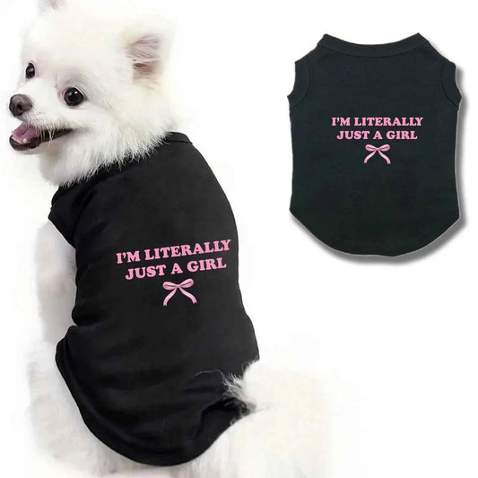 1pc Spring new minimalist letter printed pet vest, "I'm LITERALLY JUST A GIRL" printed sleeveless T-shirt for cats and dogs