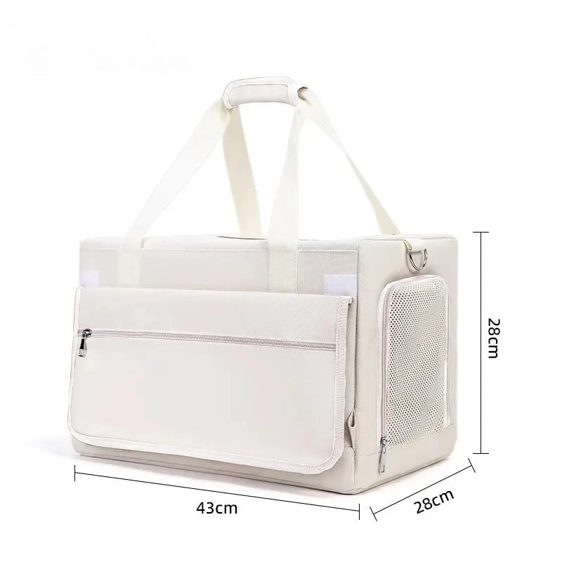 Double Layer Breathable Pet Carrier with Wheels Foldable Outdoor Travel Cat Trolley Case for Two Cats Portable Pet Trolley bag - Play Paws Toys