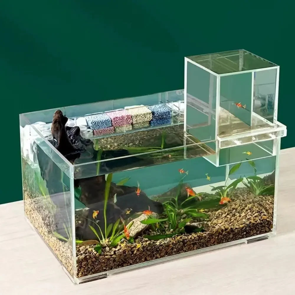 1pc Landscaping Negative Pressure Fish Tank Easy to Install Unique Acrylic Suspended Fish Tank Eye-catching