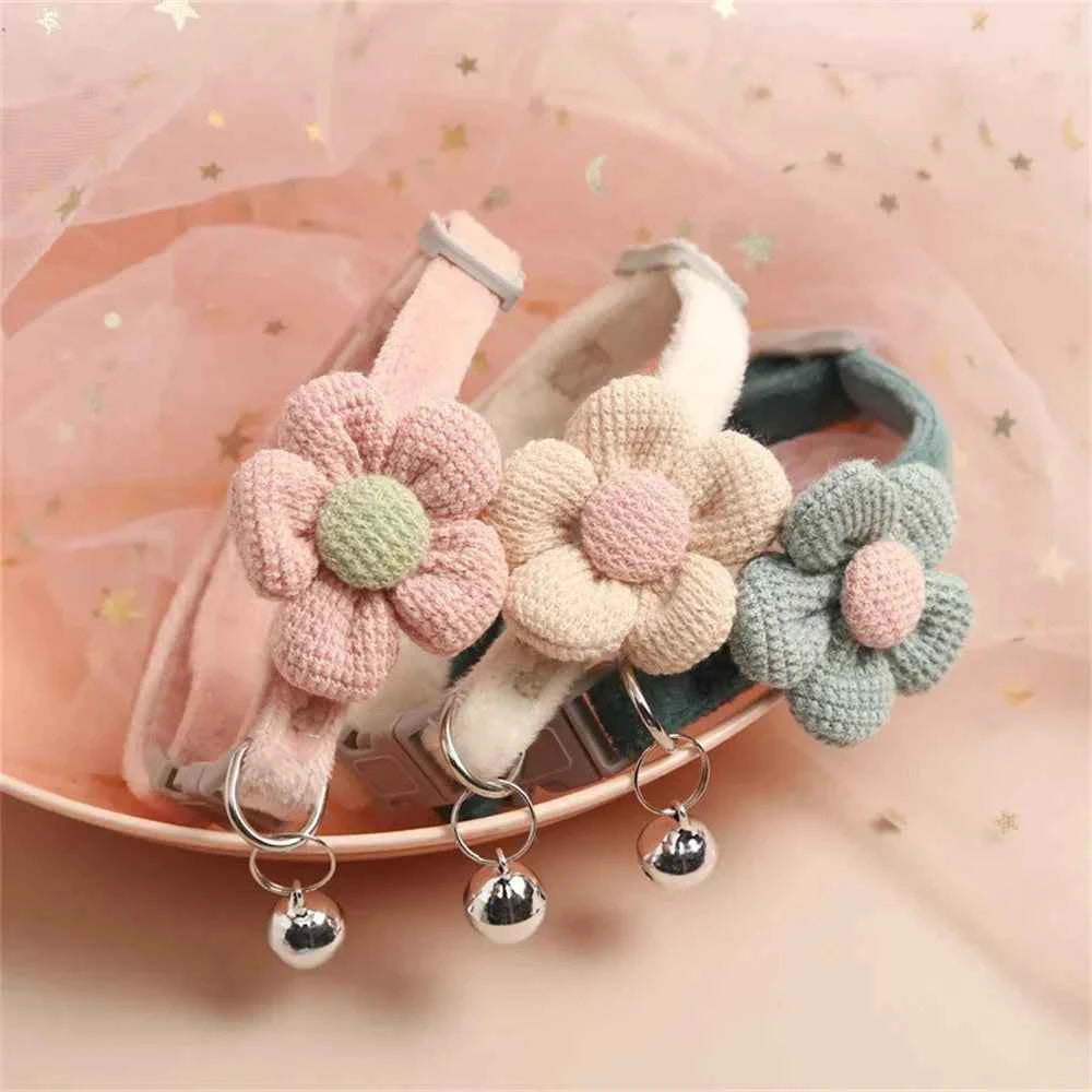 Cartoon Pet Supplies Safety Pet Collar Small Dog Cat Bow Bell Lovely Flowers Bell Dog Necklace Neck Decoration 1 Pcs 4pcs