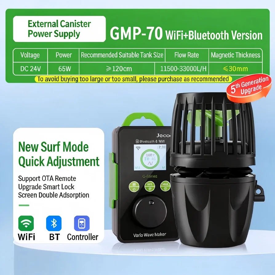 Jecod Jebao New GMP Series Cordless Aquarium Vario Wavemaker Pump WIFI Bluetooth APP Controlled for Marine Coral Reef Fish Tank