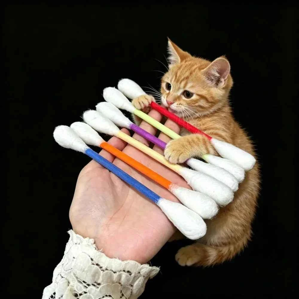 1-8Pcs Creative Large Cotton Swab Shaped Catnip Toy Giant Kitten Grinding Biting Stick Durable Teeth Cleaning And Grinding Rope