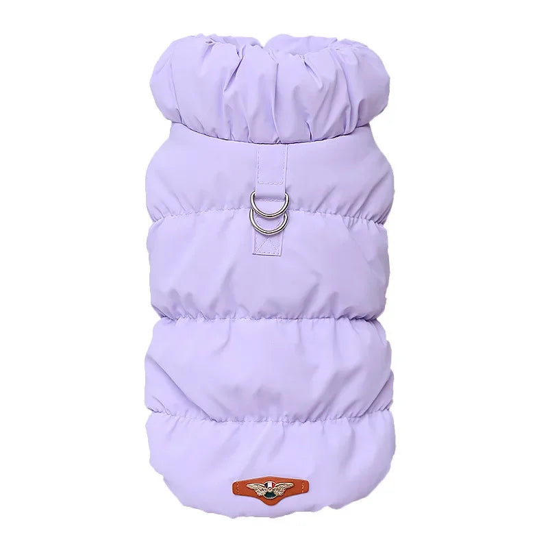 Luxury Winter Dog Coat Vest Warm Cotton Pet Jacket Coat Thickened Designer Dog Clothes with D-ring  Ropa Para Perro