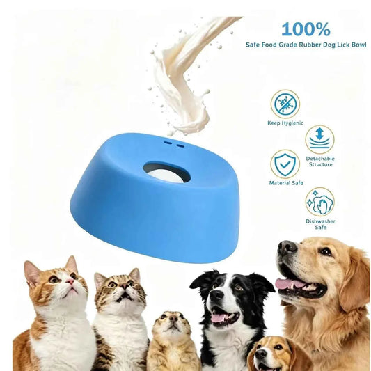 Slow Feeder Dog Bowls for Liquid Treat, 【Enrichment Ball-Roll】 Bone Broth Dog Lick Bowl, 3/4 Cup Yogurt Pup Lick Toy
