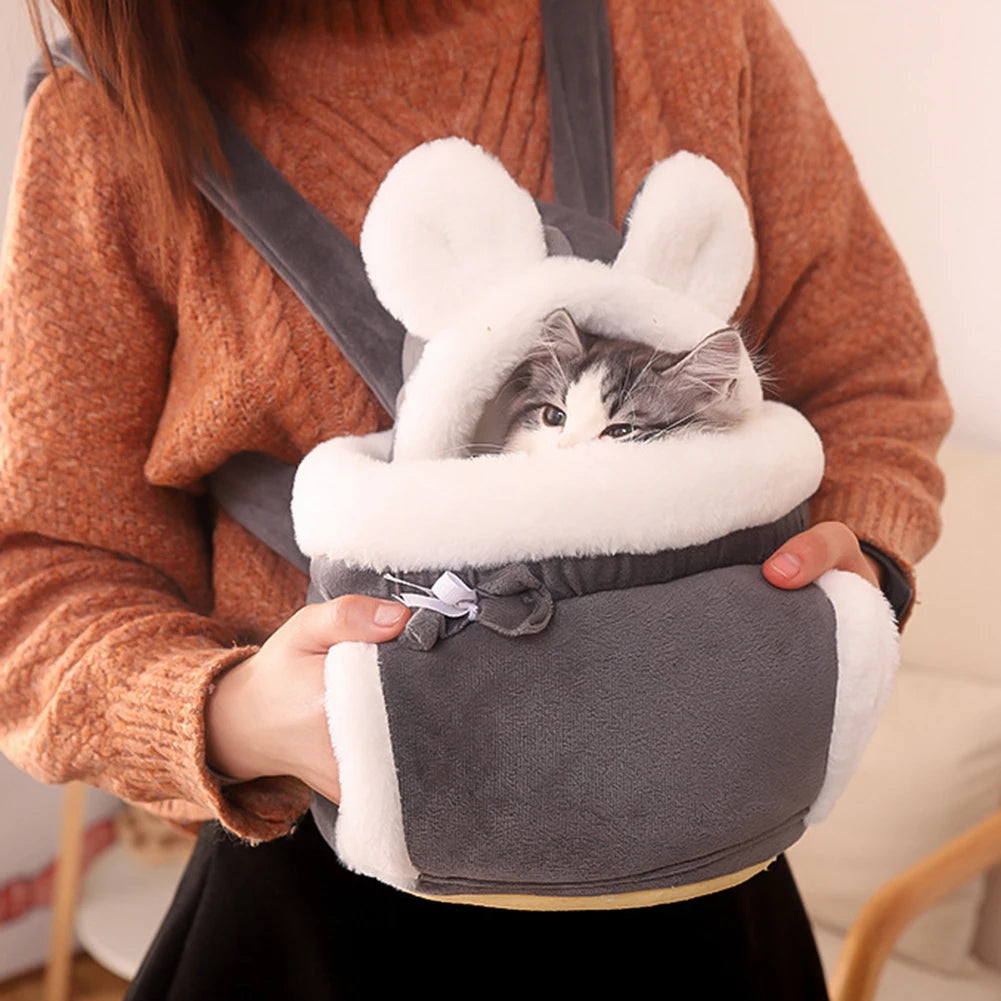 Winter Warm Cat Backpack Soft Cozy Cute Plush Pets Cage All In 1 Style Cat Bag Carrier Bag For Outdoor Travel Pet Accessories - Play Paws Toys