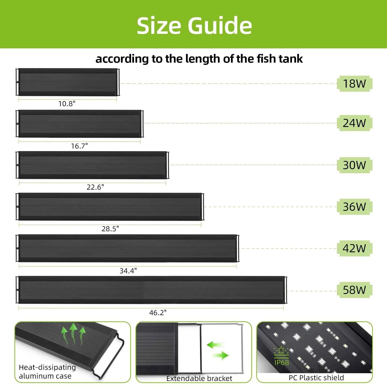 75-90CM Fish Tank Full Spectrum With Remote Control LED Light Aquarium DIY Weather Mode Plant Grow Light IP68 110V-240V