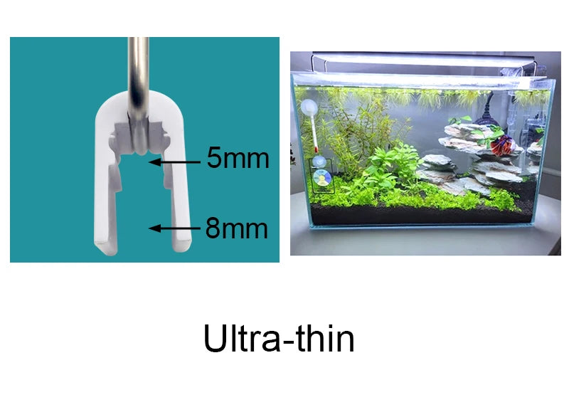 Aquarium LED Light Super Slim Fish Tank Aquatic Plant Grow Lighting Waterproof Bright Clip Lamp Blue LED 18-72cm for Plants 220v
