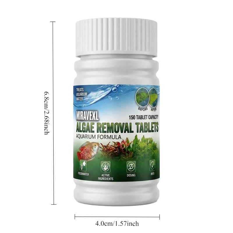 150 Tablets Fish Tank Algae Remover Aquarium Cleaner Rapid Green Water Treatment Algae Control Chips for Pond & Tank