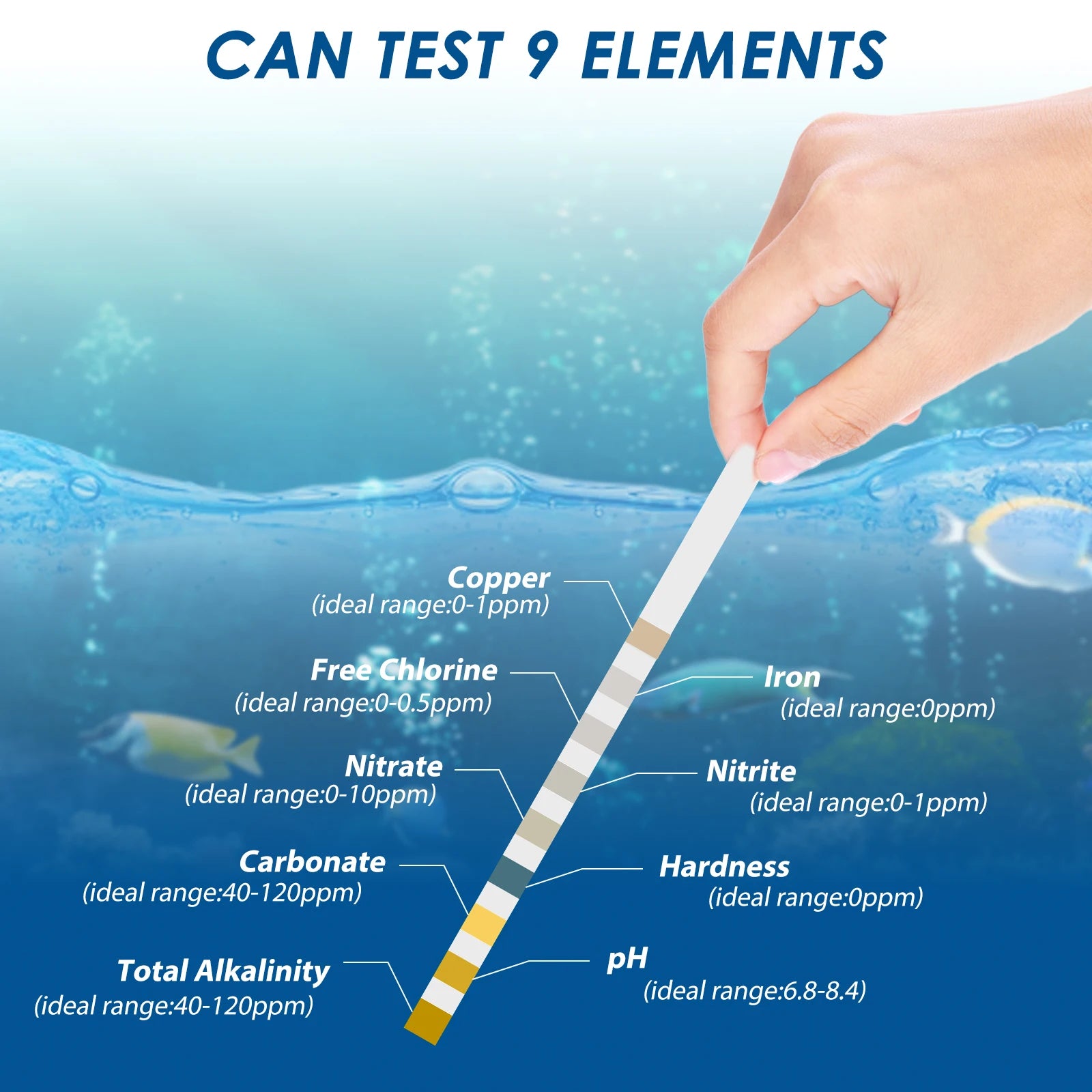 100/125Pc Aquarium Test Strips 5-17 in 1 Water Testing Kits with Test Tube Freshwater Saltwater Home Carbonate Root pH Test Tool