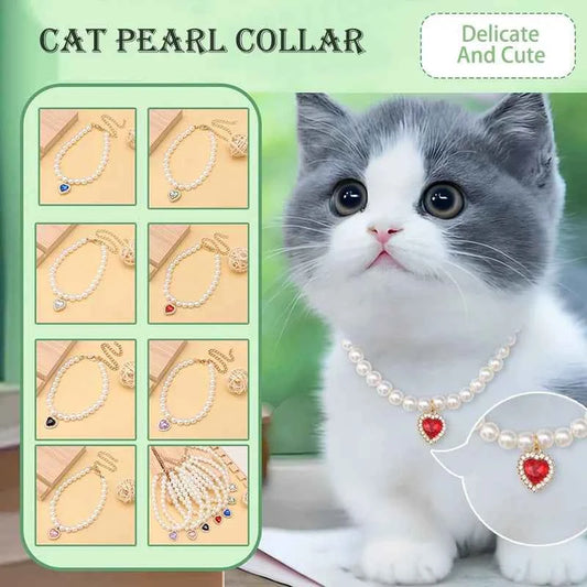 Adjustable Bling Neck Ornament Pearl Necklace Fashion Princess Accessory For Cat Kitten Small Dog Chihuahua Pet Supplies