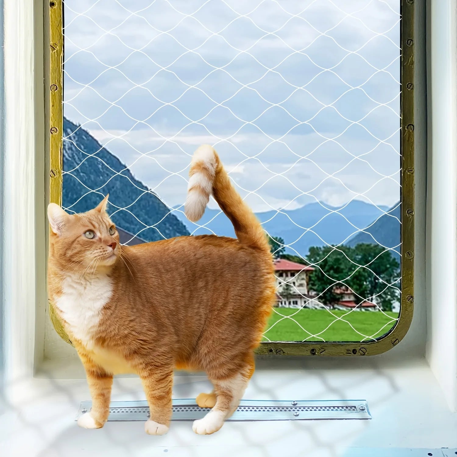 1set Different Sizes Transparent Cat Safety Net with Accessories for Balcony and Stairs - Prevents Pet Falls and Escapes