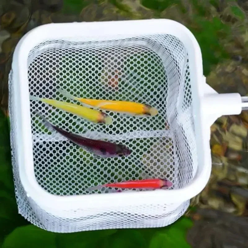 1PC Aquarium Square Fishing Net Extendable Long Handle Fishing Gear For Catching Fish Shrimp Tank Clean Accessories