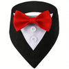Sucado Handsome Wedding Pet Dog Bandana, Elegant Tuxedo Suit Scarf with Bowtie,  Luxury Formal Engagement Birthday Party Gifts