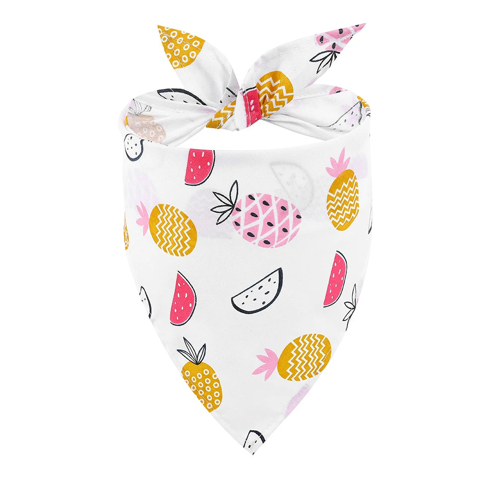 Dog Bandana Fruit Floral Spring Washable Soft Doggy Scarf Kerchief Summer Adjustable for Small Medium Large Dogs Pets