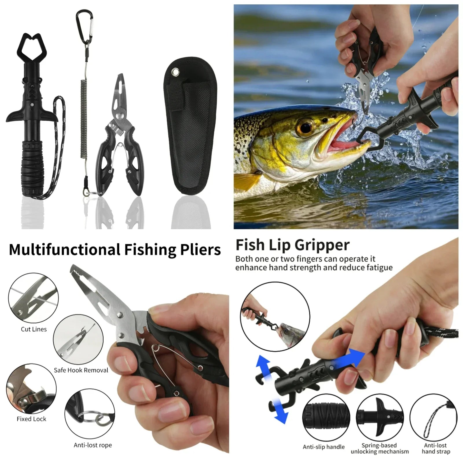 Fishing Tool Kit Durable Silicone Mesh Fishing Net Muti-Function Catch and Release Lightweight Portable Landing Net with Handle