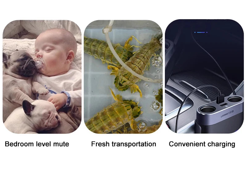 SOBO Aquarium Fish Tank Oxygen Air Pump Compressor Charging Silent USB with Battery Portable Fishing Oxygenator Outdoor Air Pump