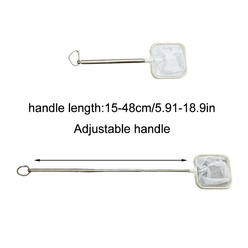 Aquarium Fish Tank Net with Suction Cup Extendable Handle Landing Net Isolation Net for Fish Tank Cleaning Tool Accessories