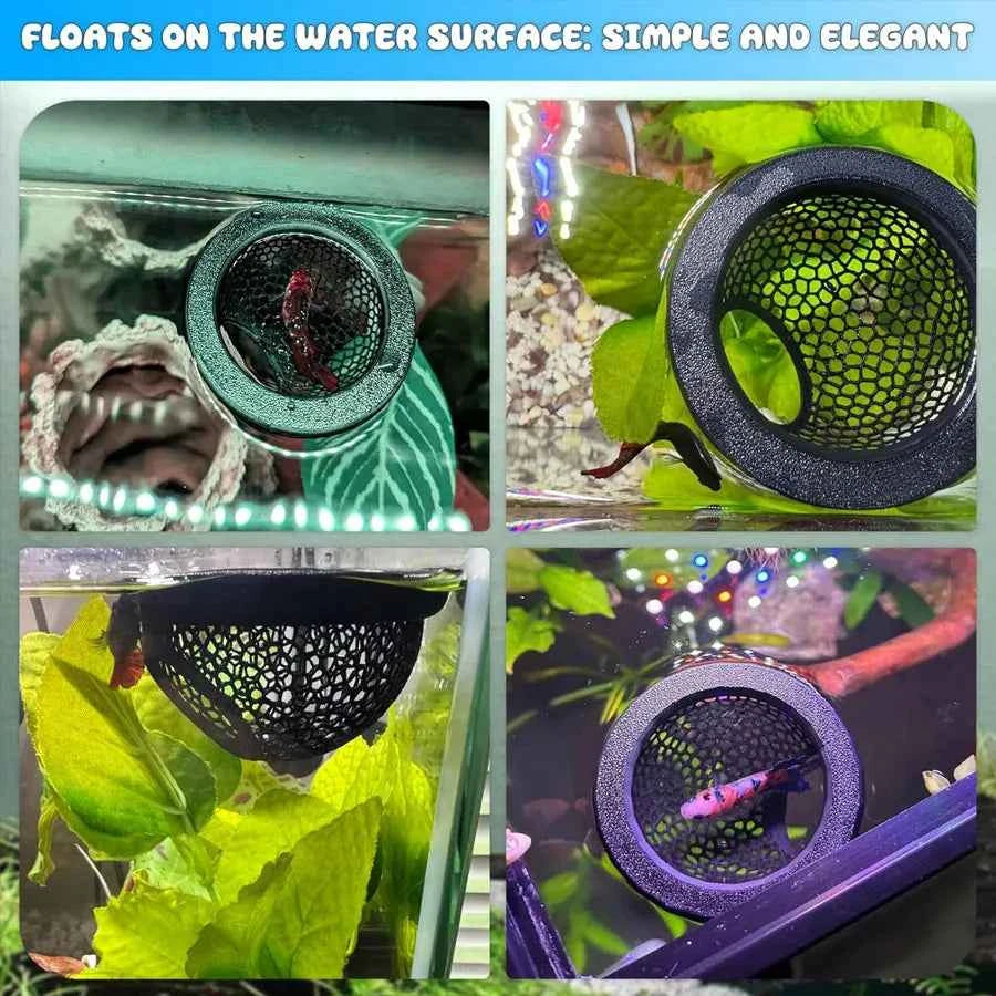 Floating Betta Hide & Shrimp Cave, M+L, Aquarium Decor, Multi-Functional Hammock, Feeding Ring, Safe Resting Spot for Small Fish