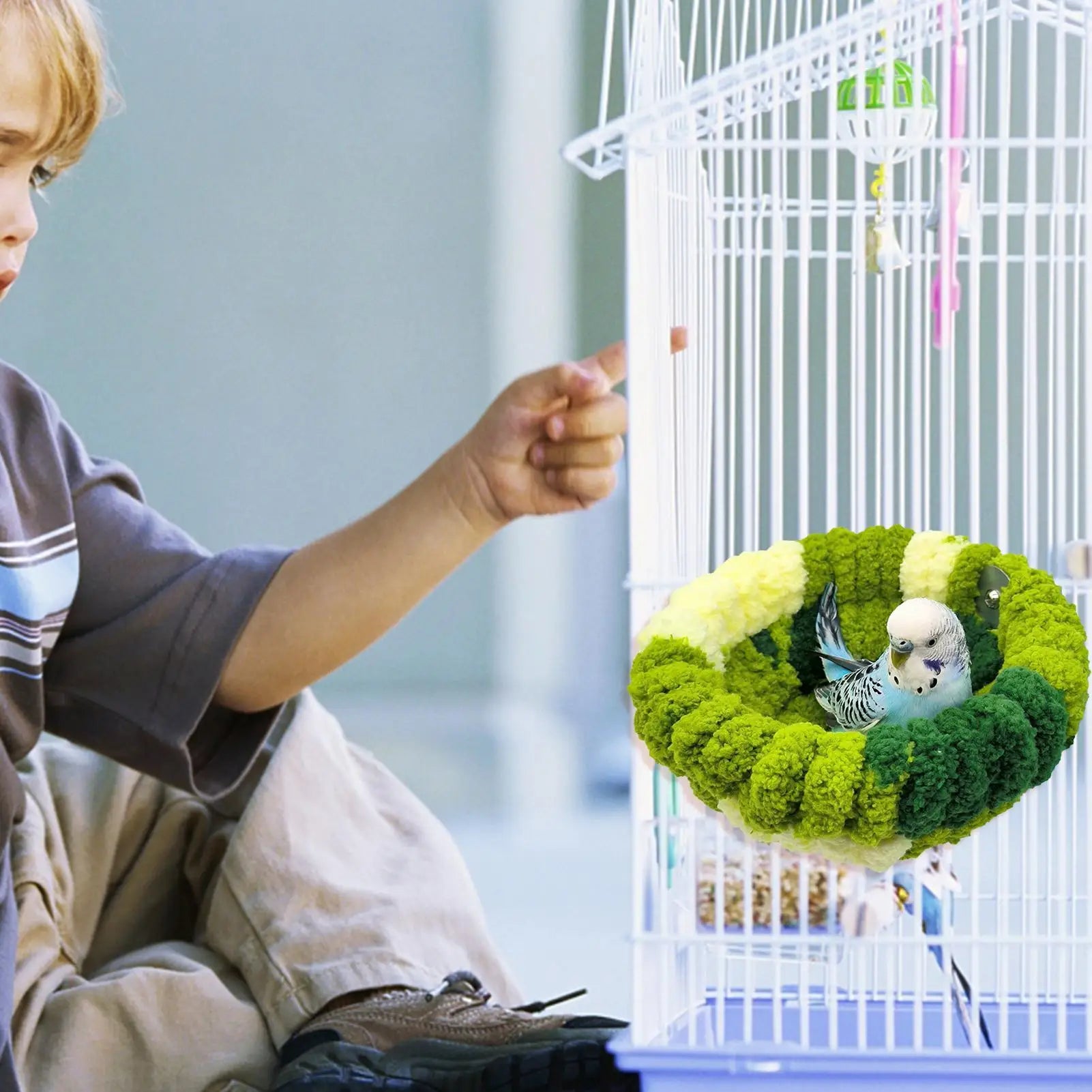 Bird Bed Autumn Winter Warm Cozy Bird Nest Plush Parrot Round Sleeping Bed House Toys for Small Animal Pet Bird Parrot Cage