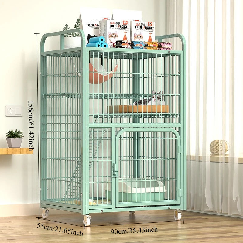 Large Metal Cat Cage with Wheels Multi-Level Pet Playpen Indoor Cat Kennel with Platforms and Ramps for Kittens and Adult Cats - Play Paws Toys