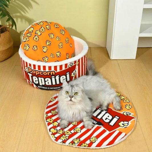 New Cat Nest Closed Sense of Security Winter Warm Popcorn Sleep Nest Winter Cat Sleeping Pet Supplies - Play Paws Toys