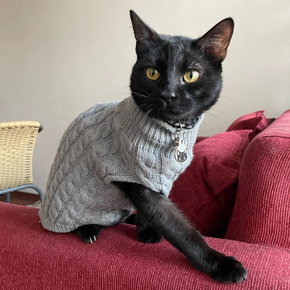 Warm Knitted Sphynx Cat Sweater Winter Pet Clothes for Cats mascotas Clothing Katten Kedi Kitten Puppy Pullovers ropa para gatos - Play Paws Toys
