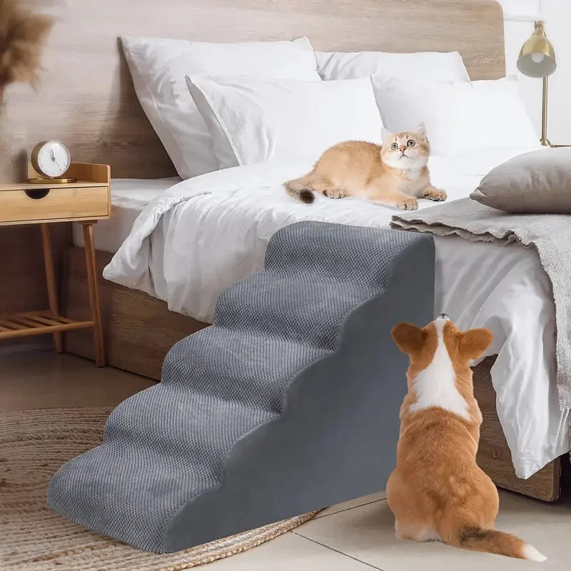 New Detachable And Washable Kennel Memory Foam Dog Sofa Stairs Pet 4-5 Steps Stairs For Small Dog Cat Ramp Ladder Pet Stairs - Play Paws Toys