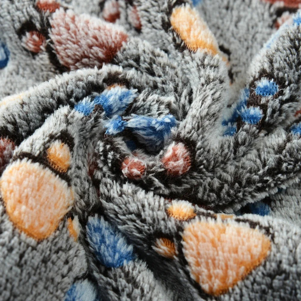 Warm Pet Cat Blanket Autumn Winter Cozy Thicken Fleece Kitten Footprint Bed Mat for Small Medium Big Cats Dog Chihuahua Supplies - Play Paws Toys