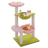 Flower Cat Tree with 2 Cozy Hammocks Sisal Scratching Posts Soft Top Perch Small Cat Tower for Indoor Kitty Cat Furniture Cat Toys