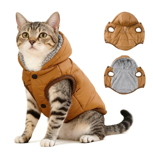 Warm Cats Hoodie Coat For Small Medium Cats Dog Winter Cozy Fleece Puppy Kitten Jacket Clothes Windproof Pet Pug Sphynx Costume - Play Paws Toys