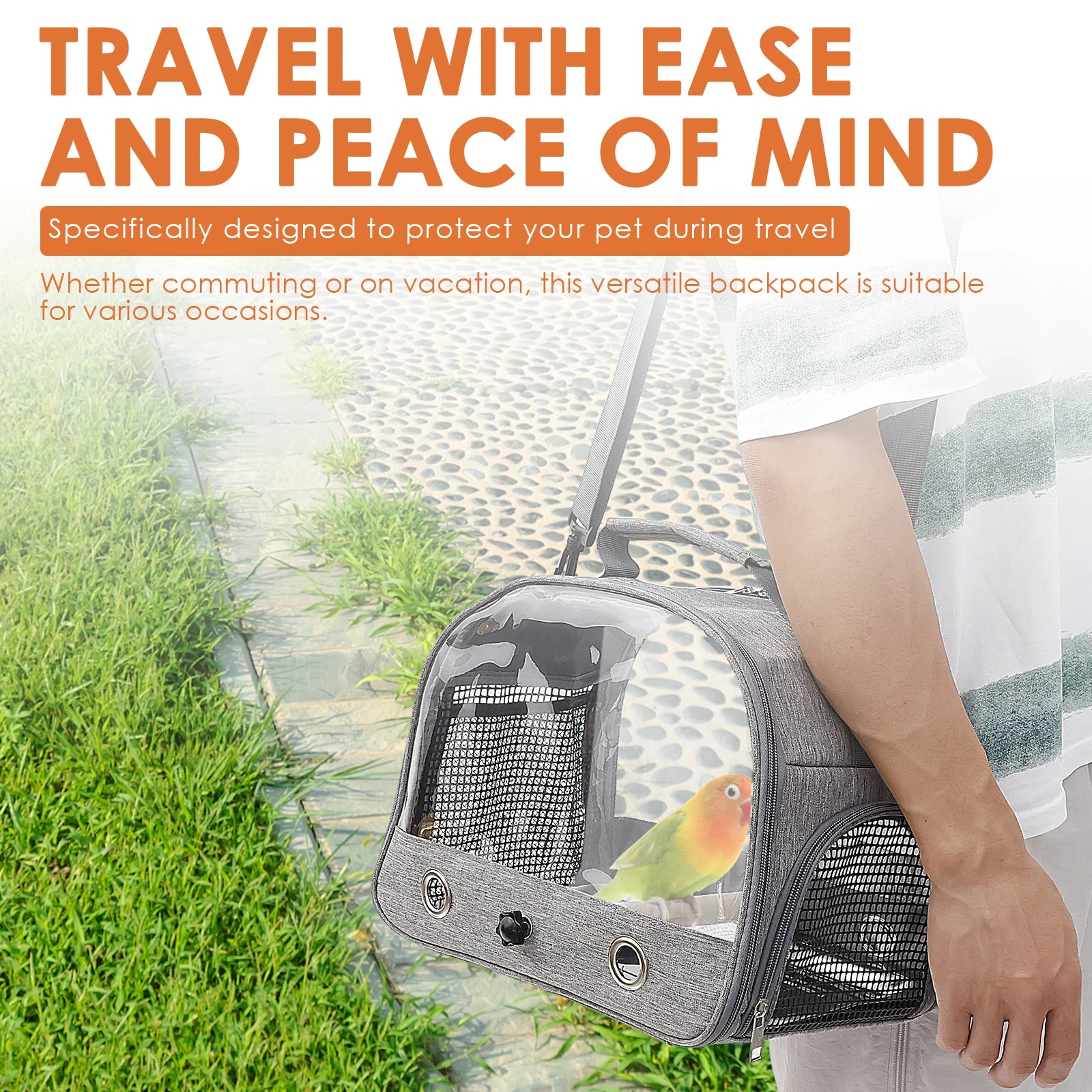 Portable Bird Travel Bag Oxford Cloth Bird Carrier Parrot Travel Cage with Tray and Clear Window Travel Bird Raising Supplies