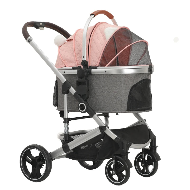Factory Wholesale Pet Stroller and Carrier Luxury 4 Wheels Pet Portable Folding Travel Dog Trolley for Big and Small Dog - Play Paws Toys