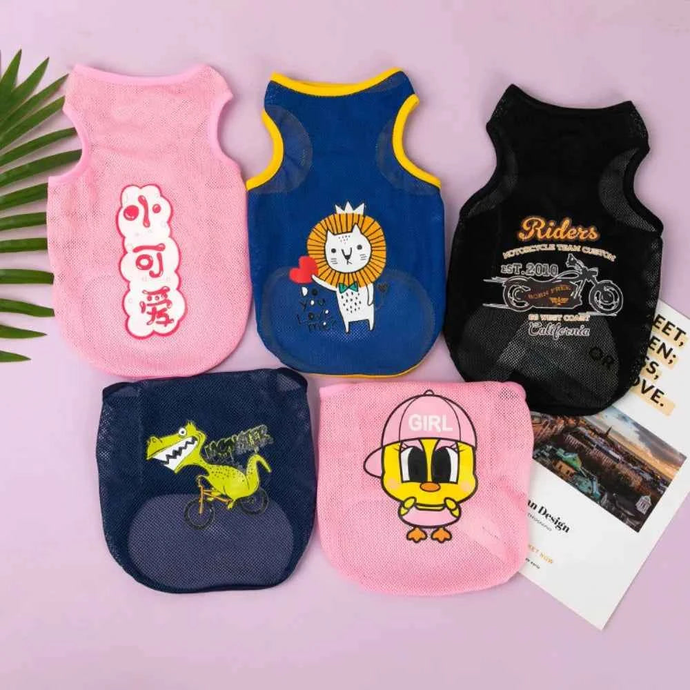 Cute Summer Polyester Fibre Cool Breathable Cat Costume Cat T-shirt Puppy Vest Dog Clothes