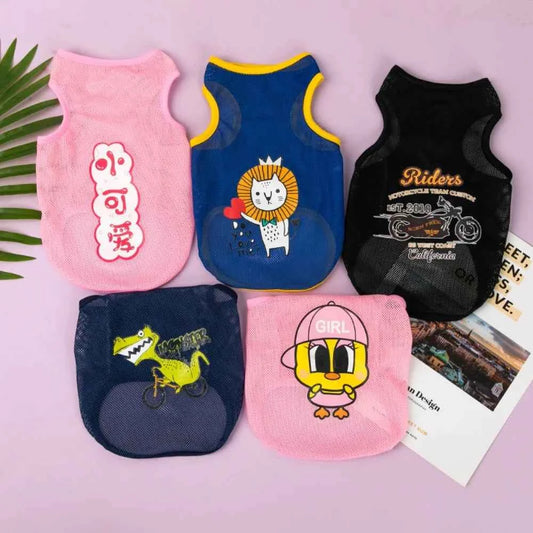 Cute Summer Polyester Fibre Cool Breathable Cat Costume Cat T-shirt Puppy Vest Dog Clothes