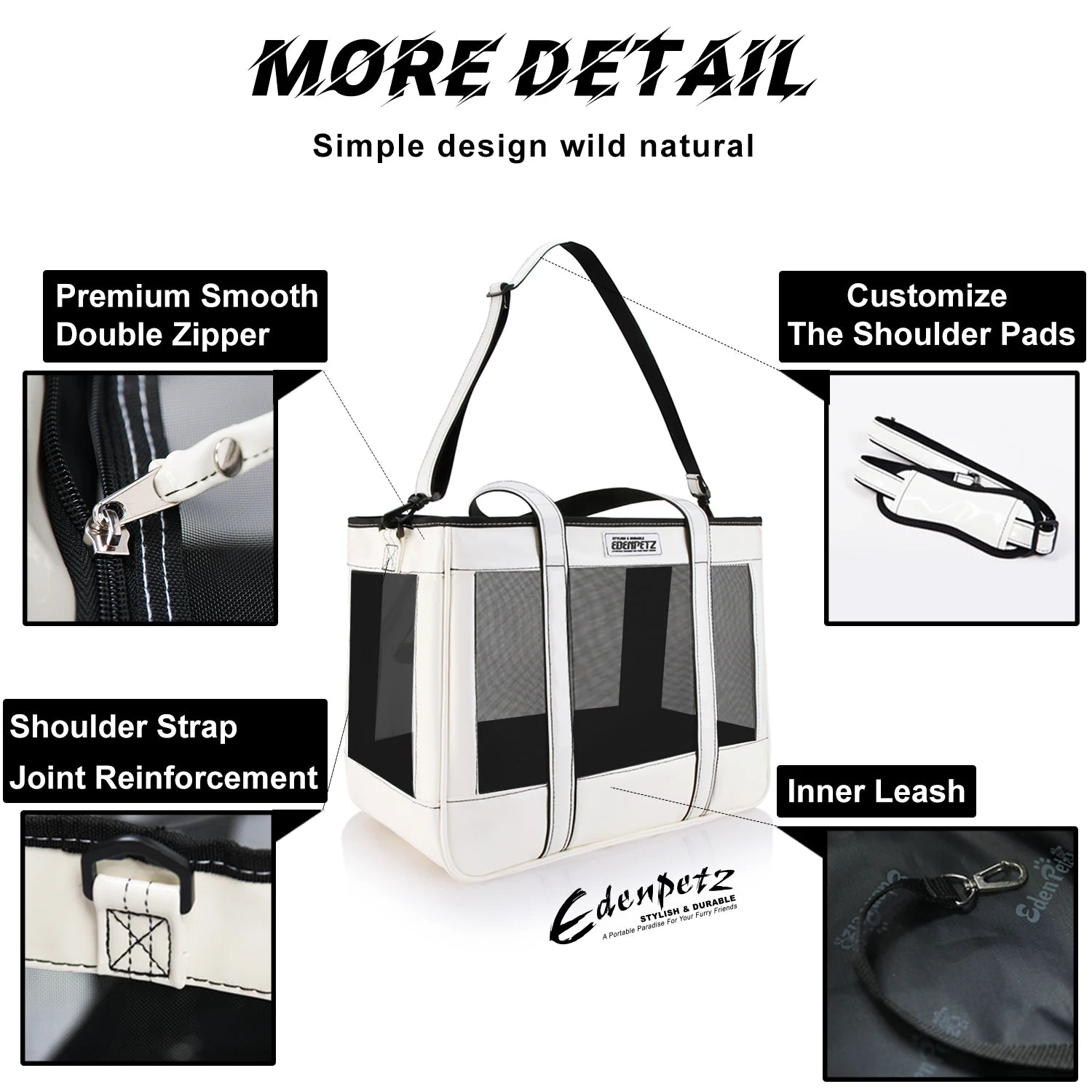 EDENPETZ Breathable Pet Dog Cat Carrier Mesh Leather Fashion Large Travel Puppy Kitty Carry Bag Shoulder Handbag - Play Paws Toys