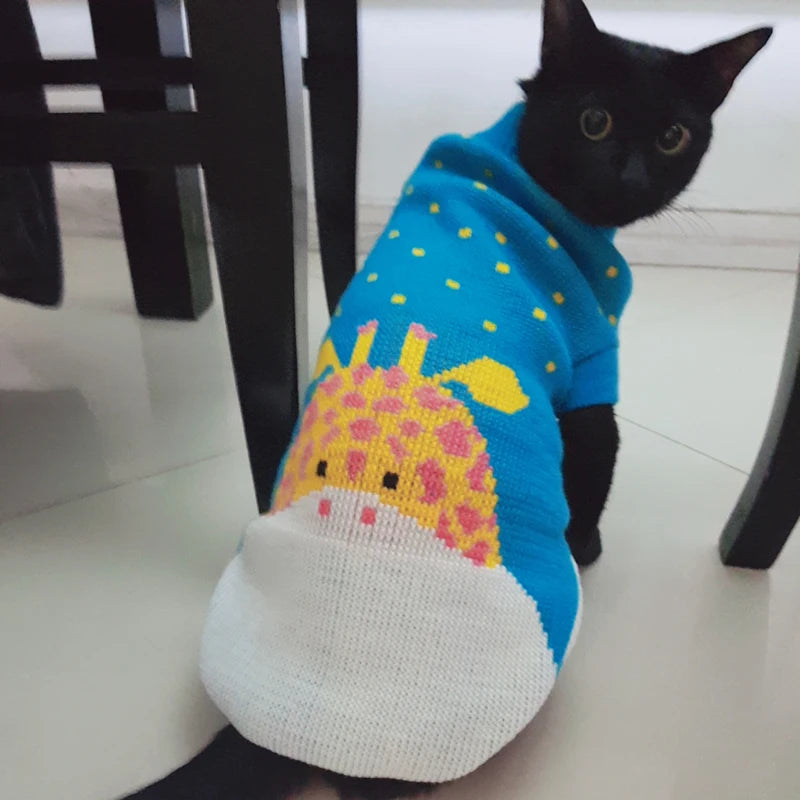 Cute Sphynx Cat Sweater Pullover Winter Warm Pet Clothes for Cats Kedi Kitten Costume Puppy Clothing Mascotas ropa para gatos - Play Paws Toys
