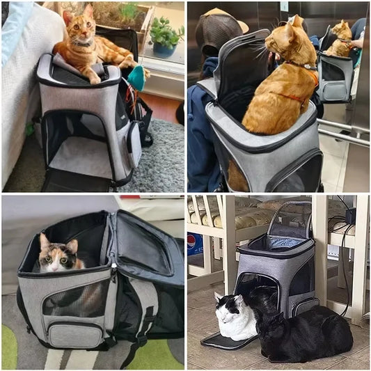 Cat Bag Outdoor Portable Cat Backpack, Foldable Small Dog And Cat Outdoor Bag Expandable Double Shoulder Pet Backpack - Play Paws Toys