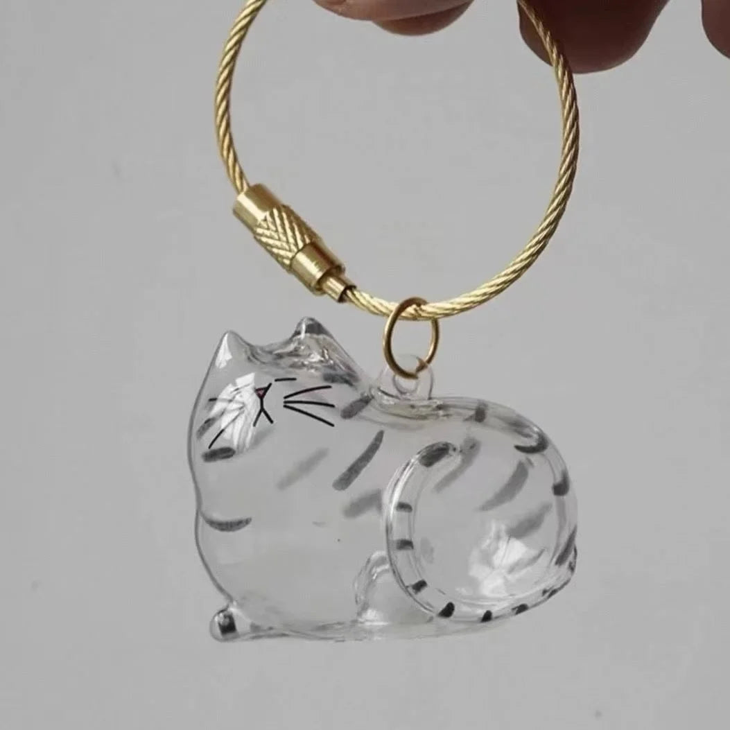 Transparent Cat Hair Storage Box Charm Gacha Cat Hair Storage Capsule Commemorative Collection Bag Keychain Pendant - Play Paws Toys