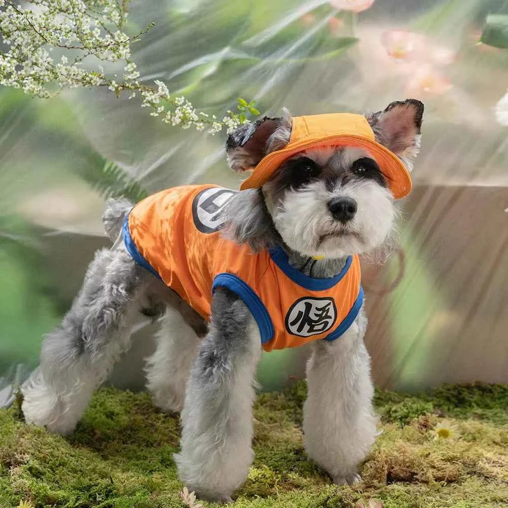 Goku Symbol Dog Tank Top Single Sided 2D Print Blouse Sleeveless Cool and Breathable Pet Vest for Small Medium Large Dogs Gift
