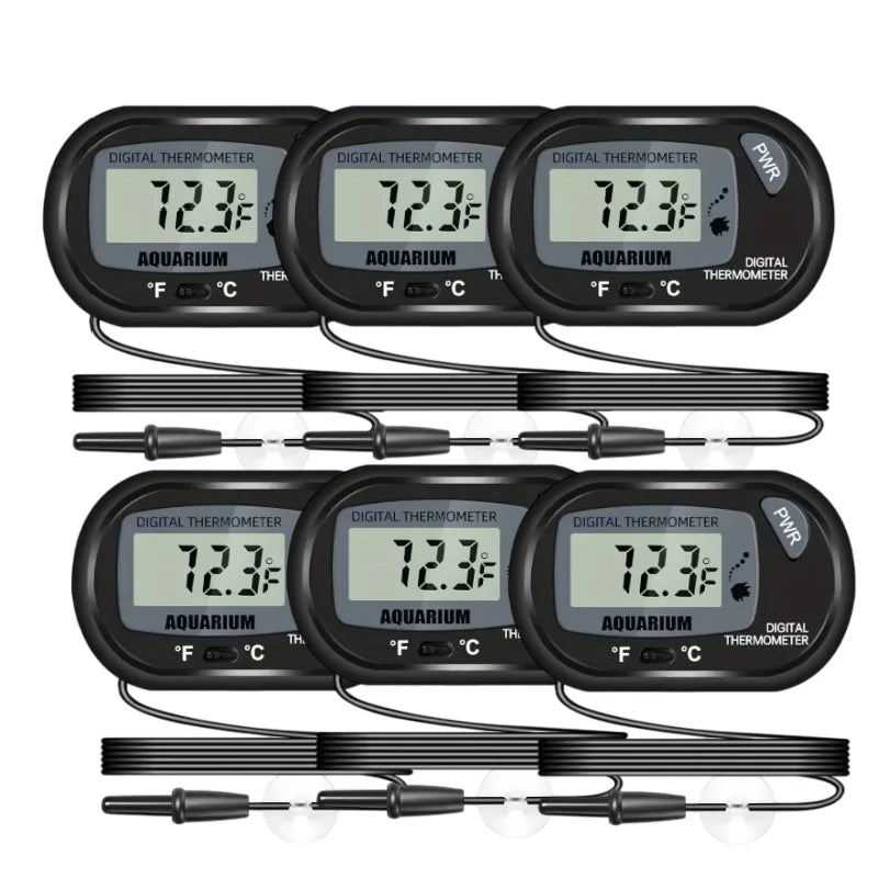 2/4/6/8Pcs LCD Digital Aquarium Thermometer Fish Tank Thermometer With Water-Resistant Sensor Probe And Suction Cup For Reptile
