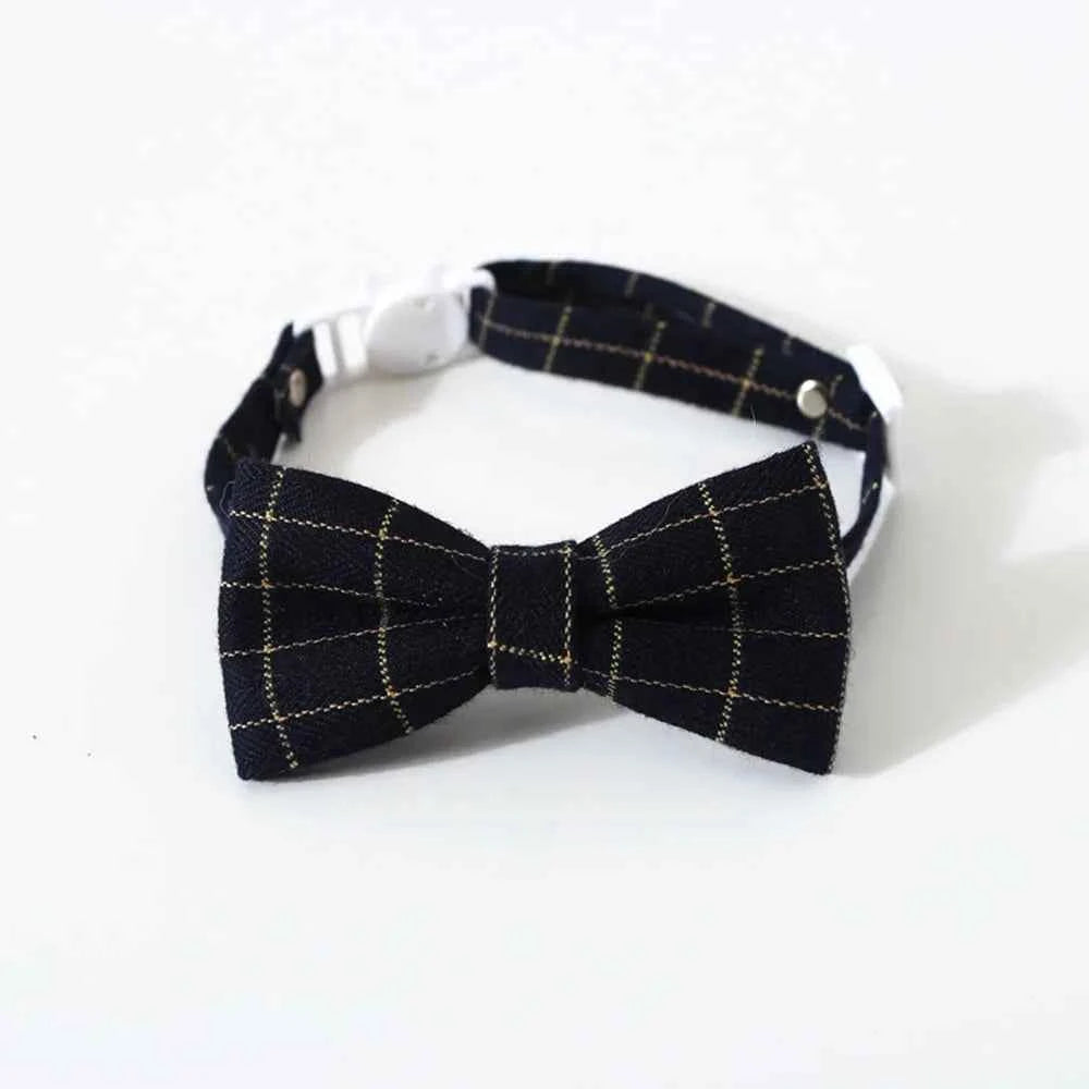 Pet Accessories for Dogs Cats Bowtie British Style Puppy Plaid Tie Breakaway Bowknot Collar for Small Dog Cat Gentleman Costume