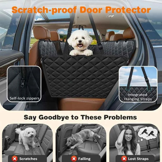 YVDKL 4 In 1 Dog Car Seat Cover For Back Seat, Waterproof Dog Hammock With Mesh Window And Side Flap Pet Car Seat Protector Dogs Backseat Cover For Cars, SUVs & Mid-Size Trucks