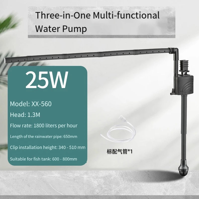3-in-1 Fish Tank Submersible Pump Top Filter Universal Matching Pump Built-in Pump Oxygenated Circulation Fish Tank Filter
