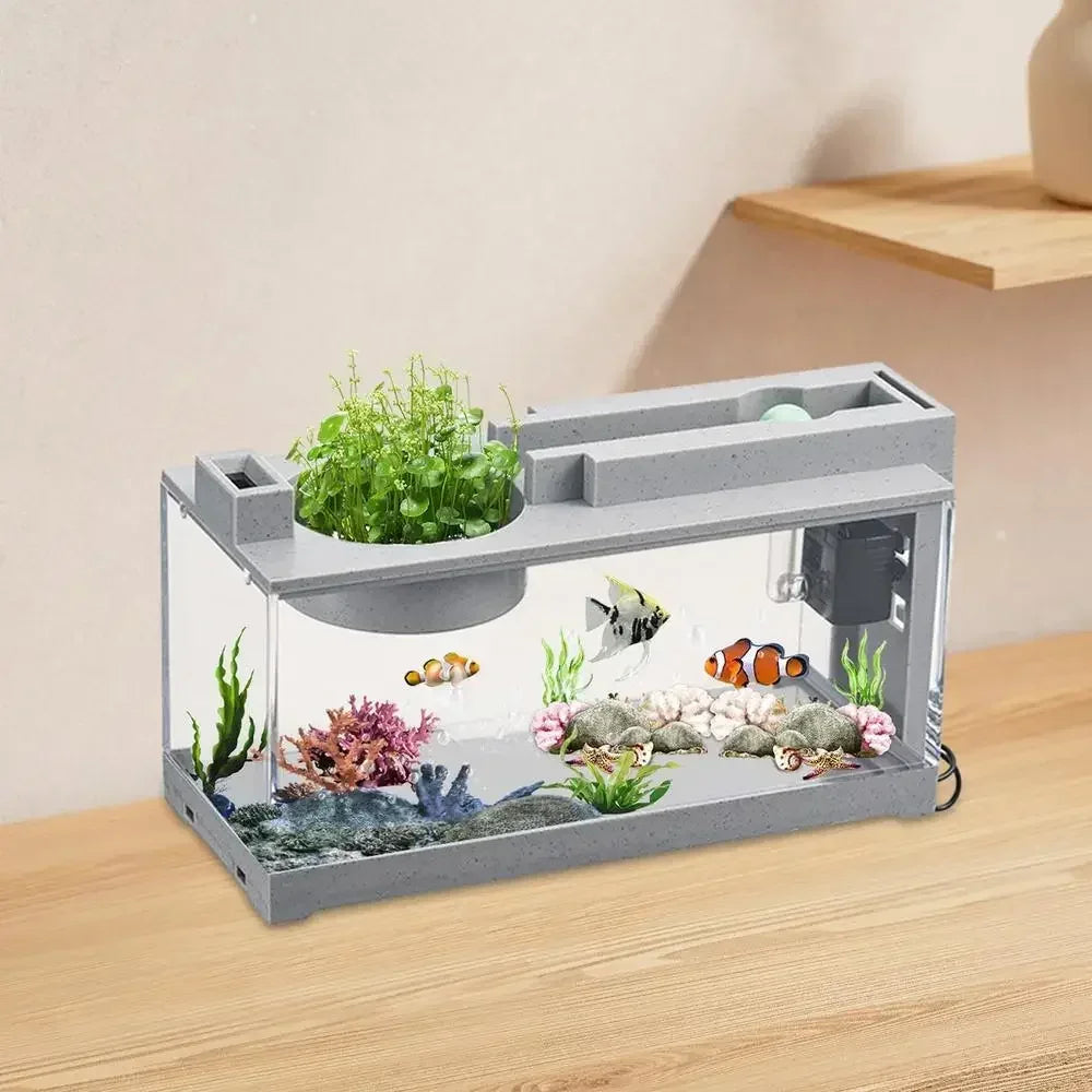 Micro Landscape Fish Tank Home Silent Water Flow Aquarium Desktop Ornament Creative Imitation Stone Landscaping Fish Tank Filter