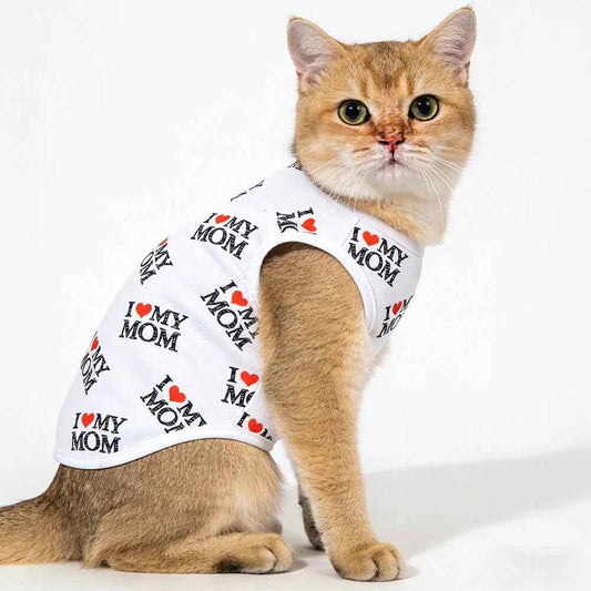 Soft Pet Cat Clothes For Summer Breathable Pets Shirt Vest Lightweight Cute Letter Print Kitty Pullover For Cats Puppy Outfits