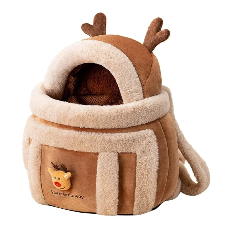 Furry Warm Cat Carrier Portable Pet Travel Bag Luxury Outdoor Handbag Car Seat Winter Cozy Nest For Puppy Kitten Transport - Play Paws Toys