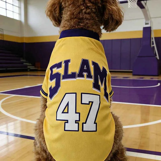 SLAM 47 Mesh Breathable Dog Clothes Teddy Sport Large Dog Jersey Basketball Clothing Puppy T-Shirts Summer Pet Cat Shirts