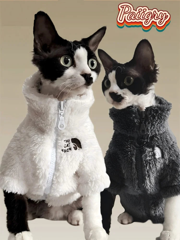 Winter pet dog dog cat coat cold proof hairless cat clothes sphinx devon thick winter warm three-color lambswool coat - Play Paws Toys