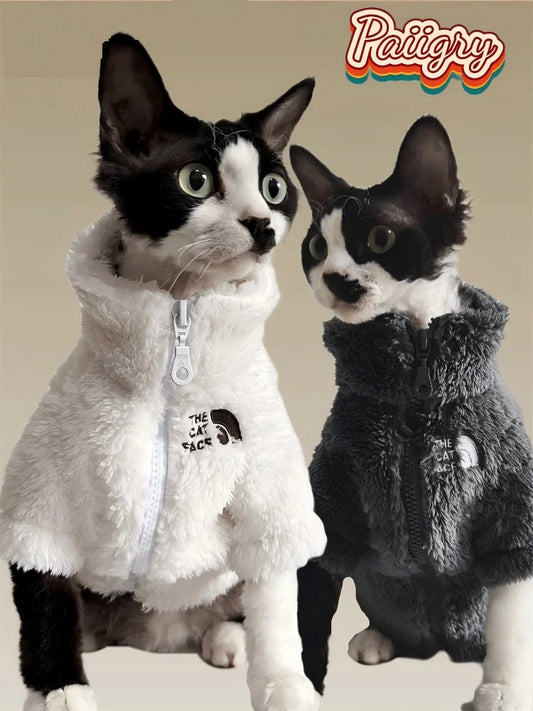 Winter pet dog dog cat coat cold proof hairless cat clothes sphinx devon thick winter warm three-color lambswool coat - Play Paws Toys