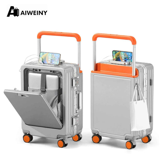 AIWEINY Aluminum Frame Luggage - Military Grade Pressure Resistance, Baby-Safe Lining, 30% Larger Capacity with Dual-Door Design